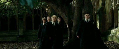 Malfoy under the tree in New College cloisters